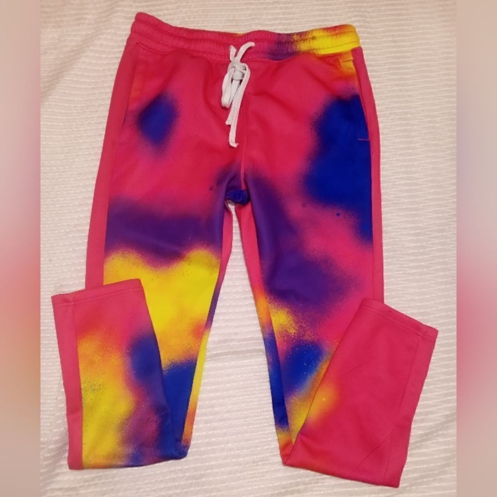 EUC Rebel Minds tie-dye active wear sweatpants size medium zip up ankles